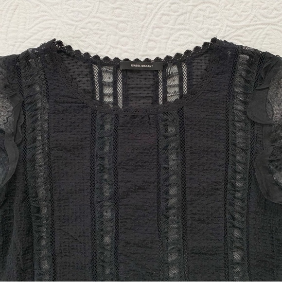 ISABEL MARANT Quena Ruffle Embroidered Long Sleeve  Lace Blouse - Picture 7 of 9